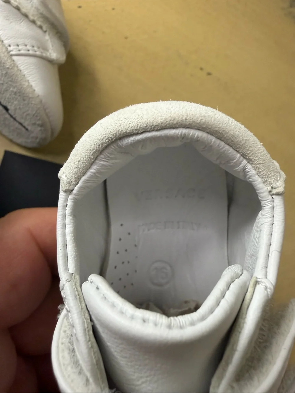 Versace Kids White Leather Velcro Sneakers